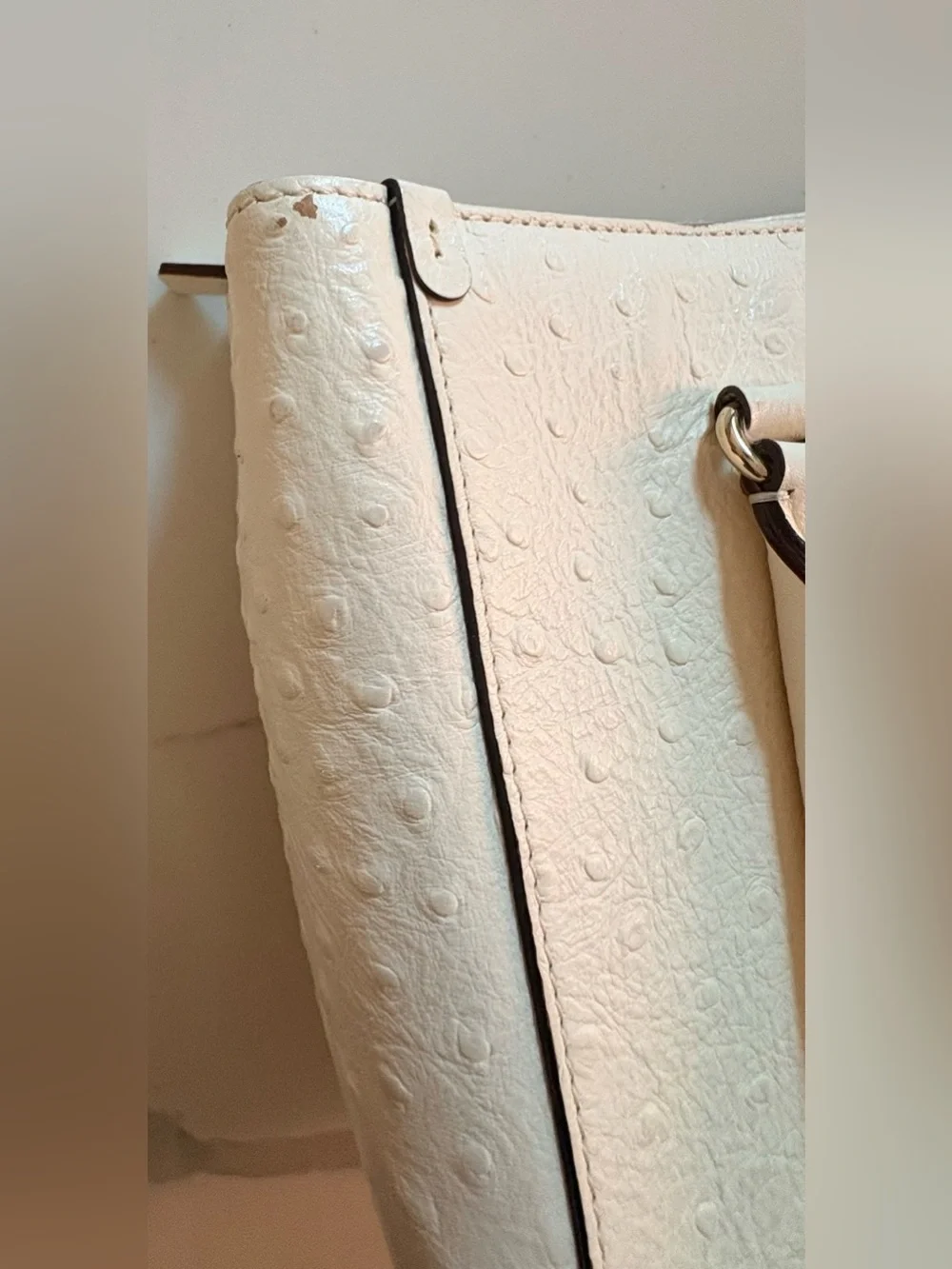 kate spade Cream Textured Tote with Metal Logo Plaque